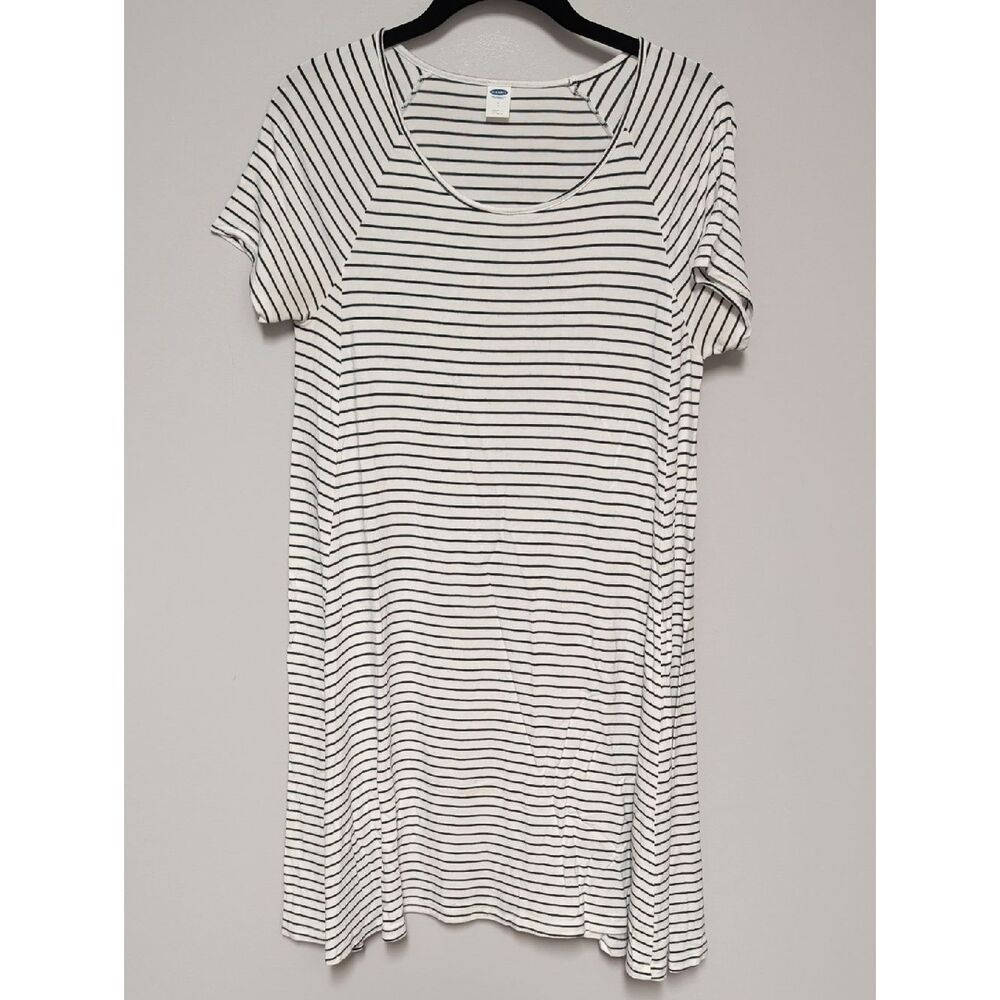 Old Navy White and Black Striped Short Sleeve Dress